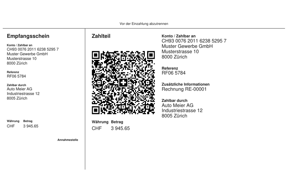 Swiss QR-Einzahlschein